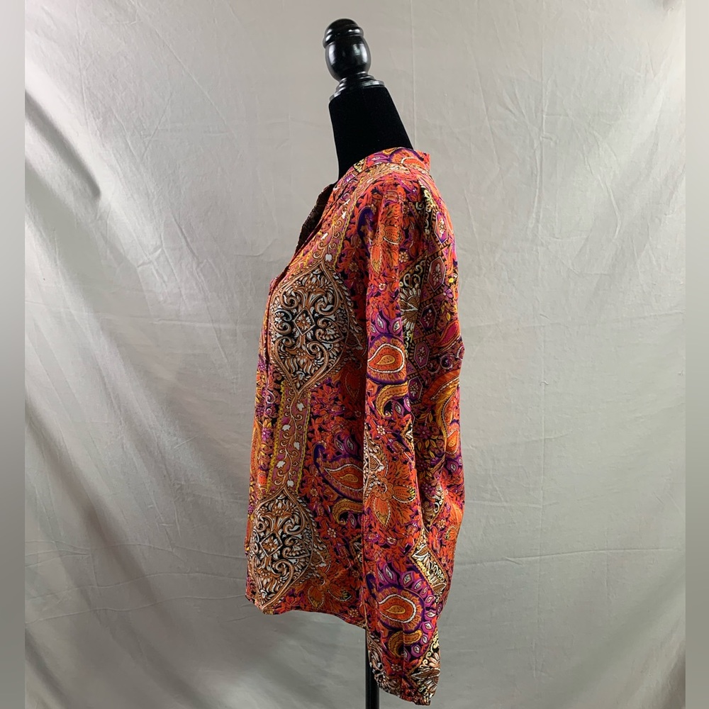 Paisley Print Notched Neckline Blouse - Picture 5 of 8
